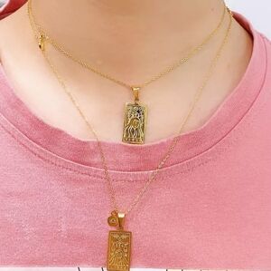 LEO ♌- 18k Gold Plated Stainless Steel Zodiac Sign Tarot Card Neck…